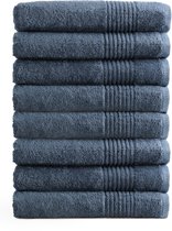 OUTLET BATH TEXTILES - lot de 8 - serviette de bain 70x140 cm - bleu jeans