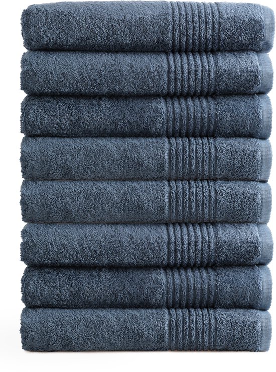 OUTLET BADTEXTIEL - set van 8 - badlaken 70x140 cm - jeans blauw