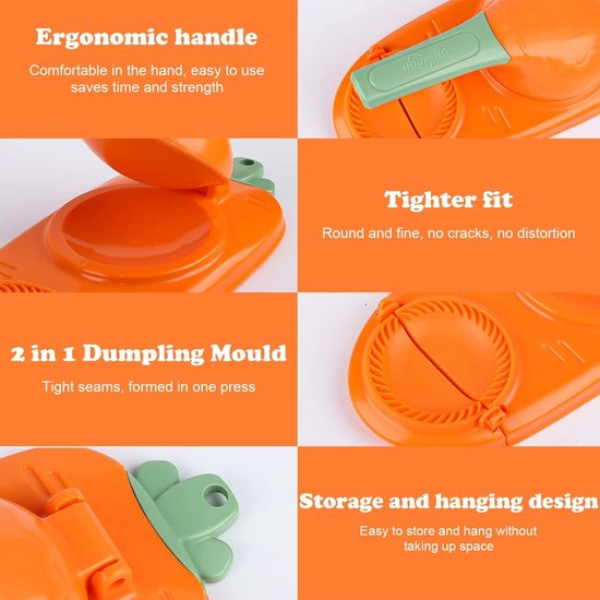 2 in 1 Dumpling Maker Mold Press Manual Dough Press Machine Ravioli Pasta Shape Bags Skin Molds — afbeelding 2
