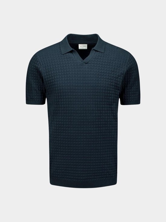 Pullover Short Sleeve Polo V Solid Jacquard