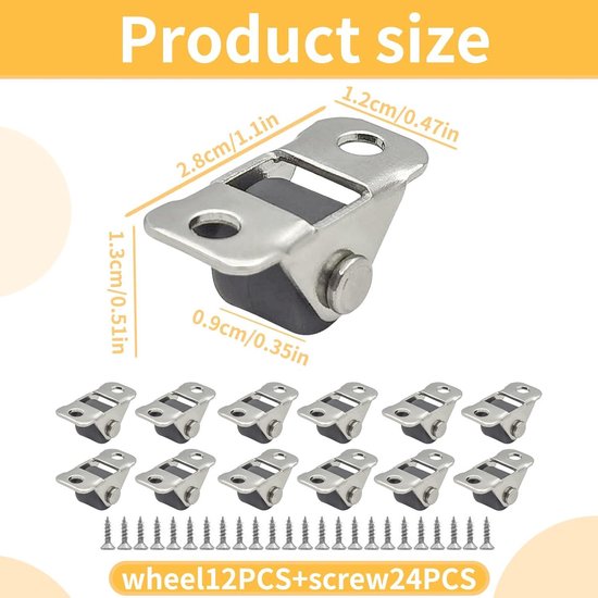 Kozuoan 8 stuks meubelwielen, klein, stille kogelgelagerde kleine wielen, metalen bovendeel, TPE-rubber, laag profiel, geschikt voor meubelwielen, kasten, rolcontainers, bedladen (38 mm