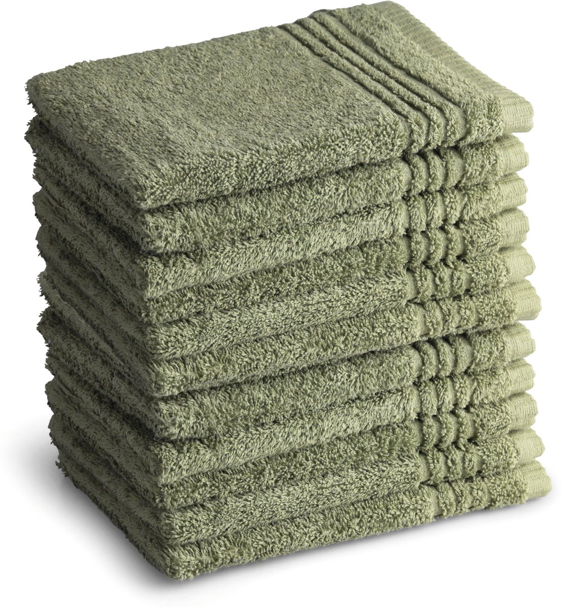 OUTLET BADTEXTIEL - set van 12 - washand 16x21 - groen