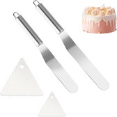 2 stuks roestvrij stalen hoekpaletten voor taartspatel - 20 cm en 15 cm - bakken, decoreren en verdelen van taarten met schrapers - 100 mm en 150 mm