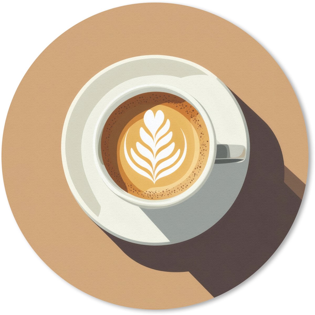 Muismat rond 50x50 cm - Mousepad Cappuccino - Kop - Schotel - Minimalitisch - Ronde muismatten