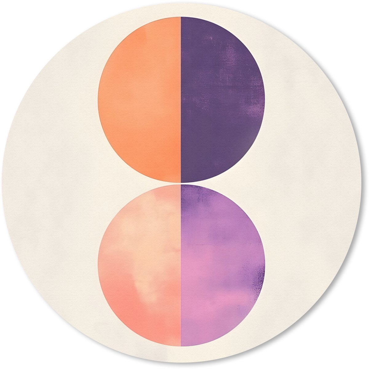 Muismat rond 30x30 cm - Mousepad Abstract - Cirkels - Paars - Ronde muismatten