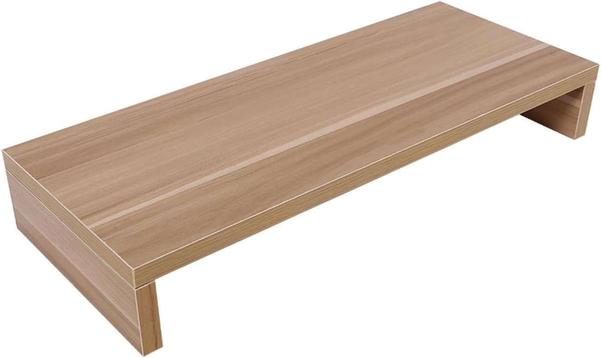 Allecto Plus - Houten Monitor Stand voor TV en Laptop 50 x 20 cm met 1 Niveau - Beeldscherm Plank in Houtdesign, Verhoogt Scherm met 7.5 cm.