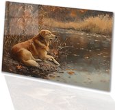 Chien au repos au bord de l'eau - Peinture sur verre chien - Art animalier - Art réaliste - Art acrylique - Accessoires de bureau - Verre acrylique 60x40 cm