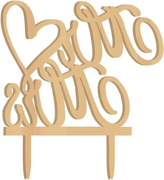 Allecto Plus - Taartdecoratie Bruidstaart Topper Trouwtaart Decoratie Feest Verjaardagstaart Accessoires Meisjes en Vrouwen Houtkleur