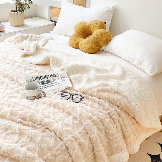 WONGS BEDDING Cuddly Blanket Christmas 150 x 200 cm Beige Blanket