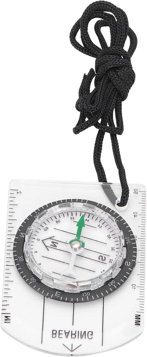 Mini Kompas voor Outdoor Activiteiten en Wandelen - Lichtgewicht Draagbaar Instrument voor Kaartlezen en Oriëntatielopen met Schaal - Backpacken Navigatie Gereedschap