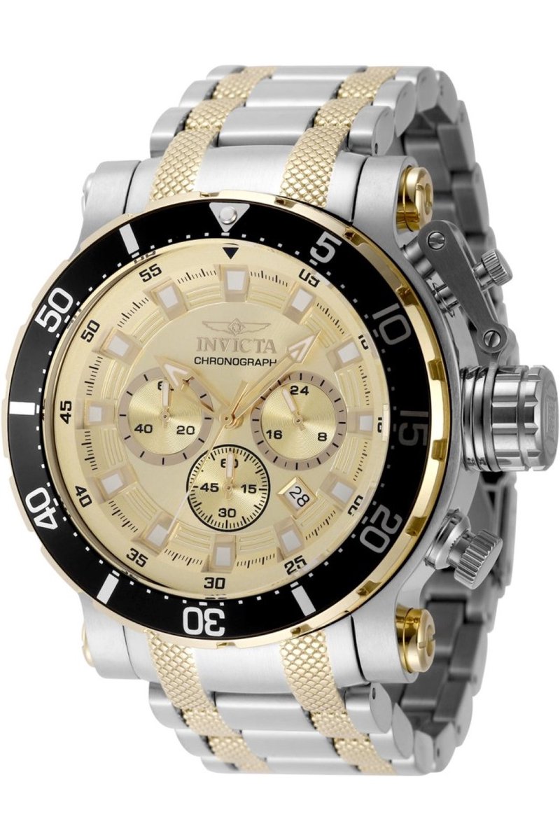 Invicta Coalition Forces 49224 Heren Horloge - Waterdicht - Analoog - Quartz Uurwerk - Roestvrij Staal met gouden Wijzerplaat - 52mm