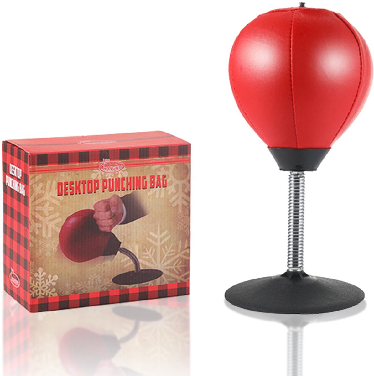 Decopatent - Boksbal tafelmodel - Stressbal - Mini bokszak - Punching Ball - Tafel boksbal bureau op voet - Volwassenen & Kinderen