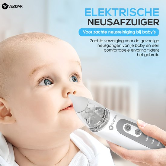 Vendar® BabyCare PRO - Baby Neusreiniger - Baby Neusreiniger Elektrisch - Neusdouche Elektrisch - Snoetenpoetser - Neuszuiger - Grote Batterij - USB C — afbeelding 4