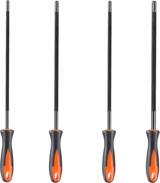 3 stuks vijl voor kettingzaag, vijl, kettingzaagvijl, kettingzaag vijlen, vijlenset met greep, Er zijn 3 maten van 4,0 mm, 4,8 mm, 5,5 mm, Geschikt voor kettingzagen