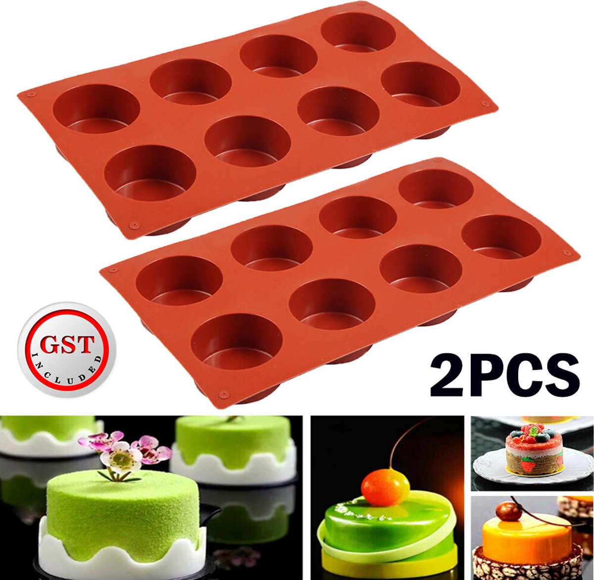 2x 8-gats bakvorm siliconen mal mini cupcake koekjes bakvorm muffinvorm