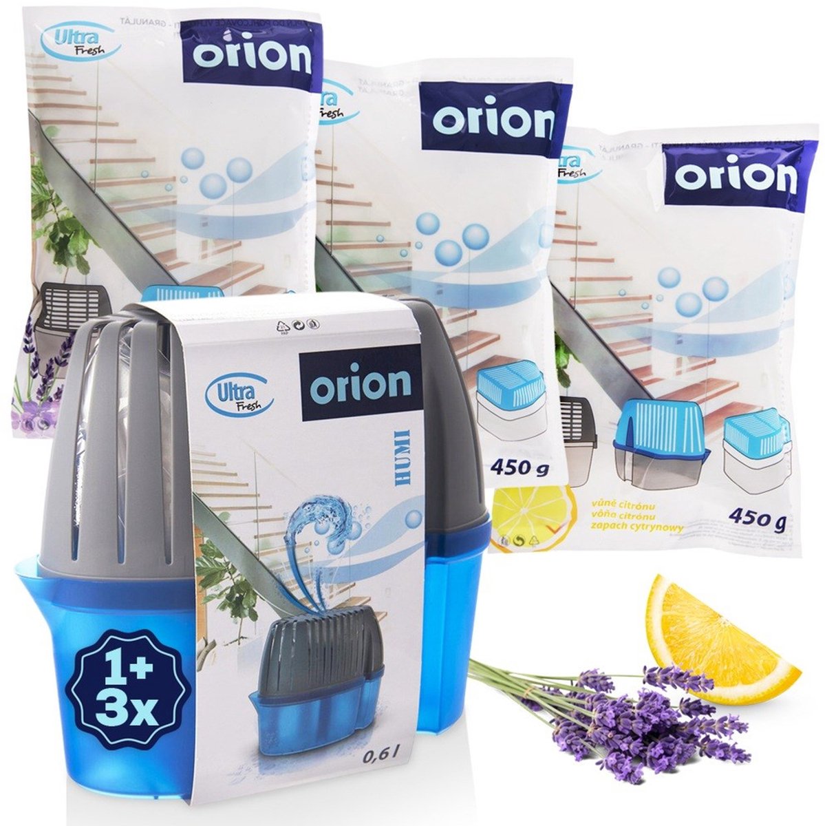 Vochtabsorber met Navulling ULTRA FRESH 450 g 4 stuks - Vochtopnemer - Ontvochtiger - Voch