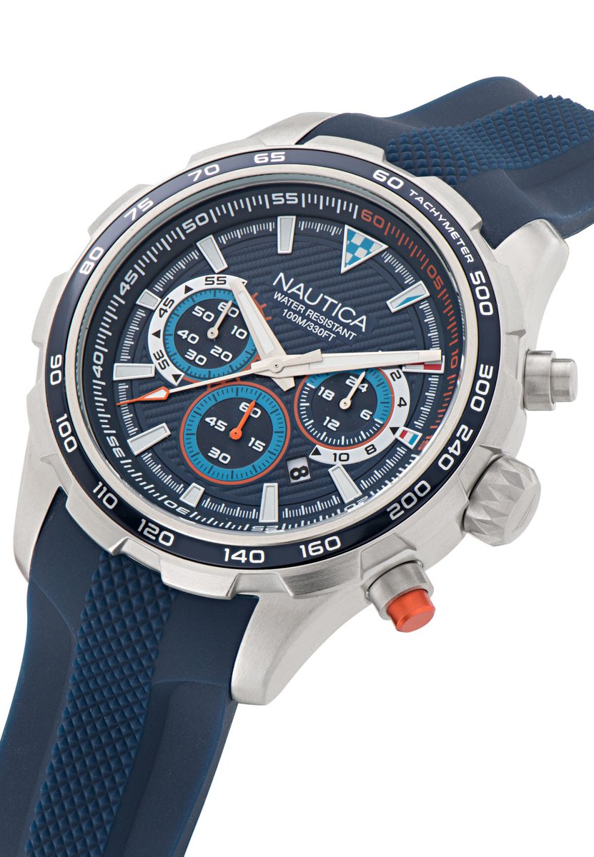 Nautica Nst Kwarts Analoog Horloge Blauw Kast: 100 % Roestvrij Staal | Band: 100 % Siliconen 46 mm NAPNSF303