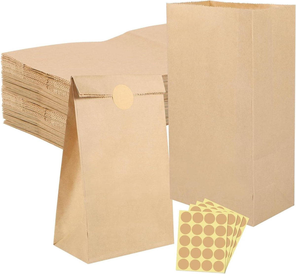 Allecto Premium - 70 bruine papieren zakken 24 x 13 x 8 cm - cadeauzakjes voor bruiloft en kinderverjaardag - doe-het-zelf en snoepjes opvullen