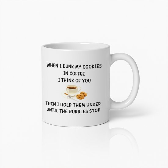 Tasse à café Humour noire – « Quand je Doop des biscuits dans du Café , je pense à toi » – Cadeau amusant pour les amateurs de sarcasme et de café