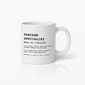 Tasse à café « Spécialiste du sarcasme » – Tasse humoristique avec définition de Humour et de la sagesse – Cadeau Perfect pour vos amis et collègues