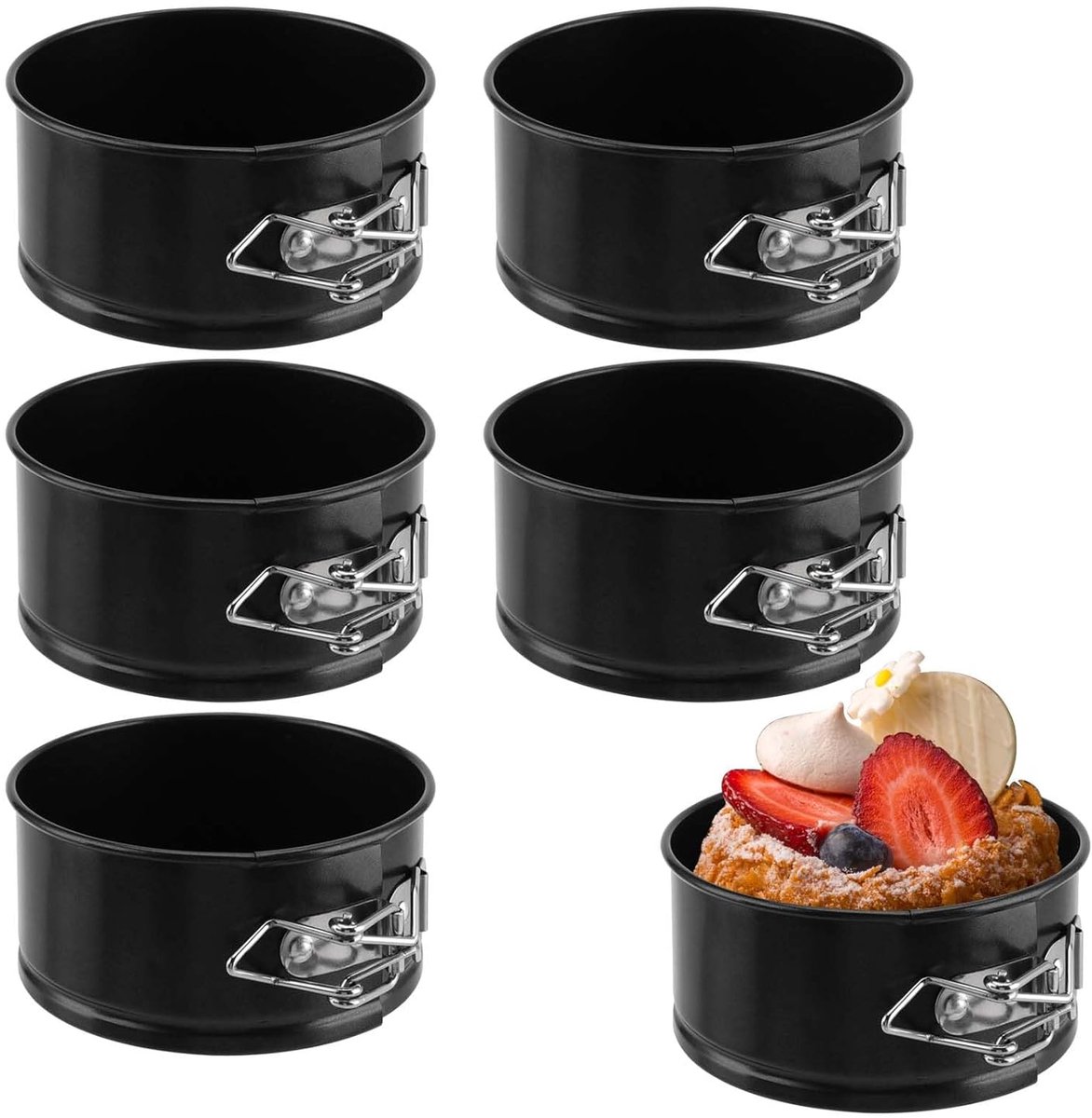 Mini springvorm cakevorm - set van 6 - antiaanbak - 4 inch - koolstofstaal