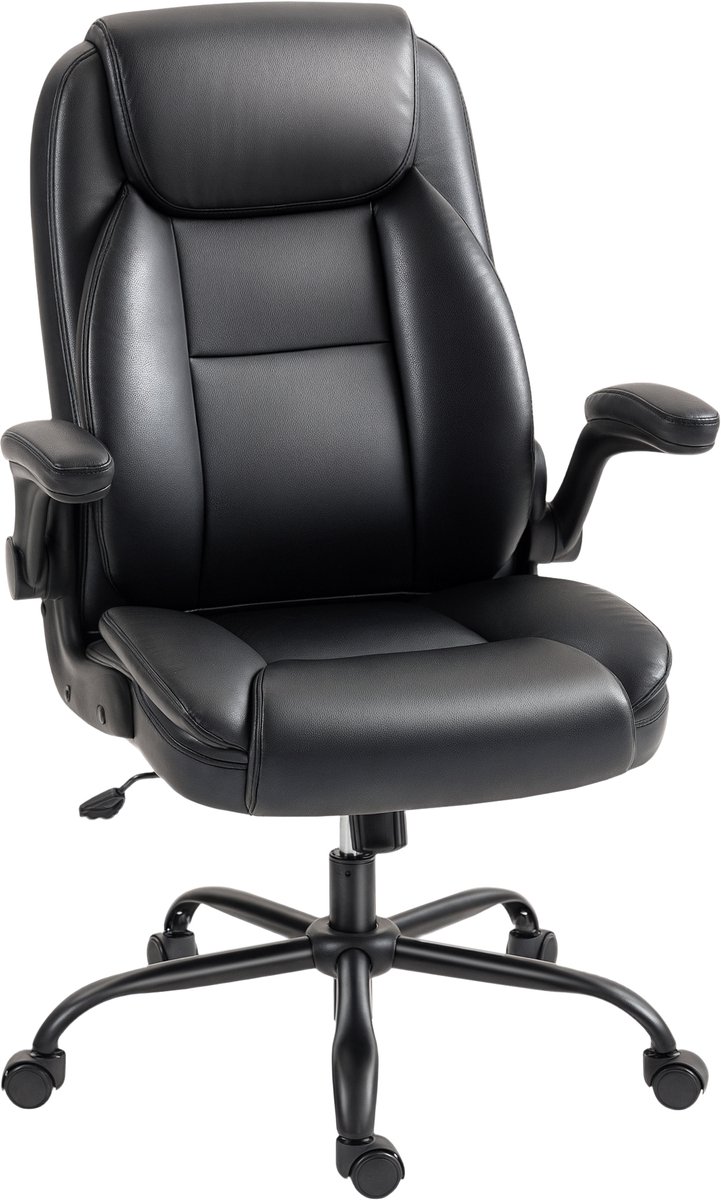 HOMCOM-Bureaustoel-79x72x114cm-Polyurethaan-Zwart