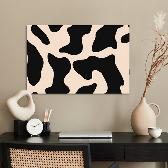 Affiche 90x60 cm - Motif pois - Vache - Beige - Posters - Décoration chambre - Décoration murale salon - Décoration murale chambre