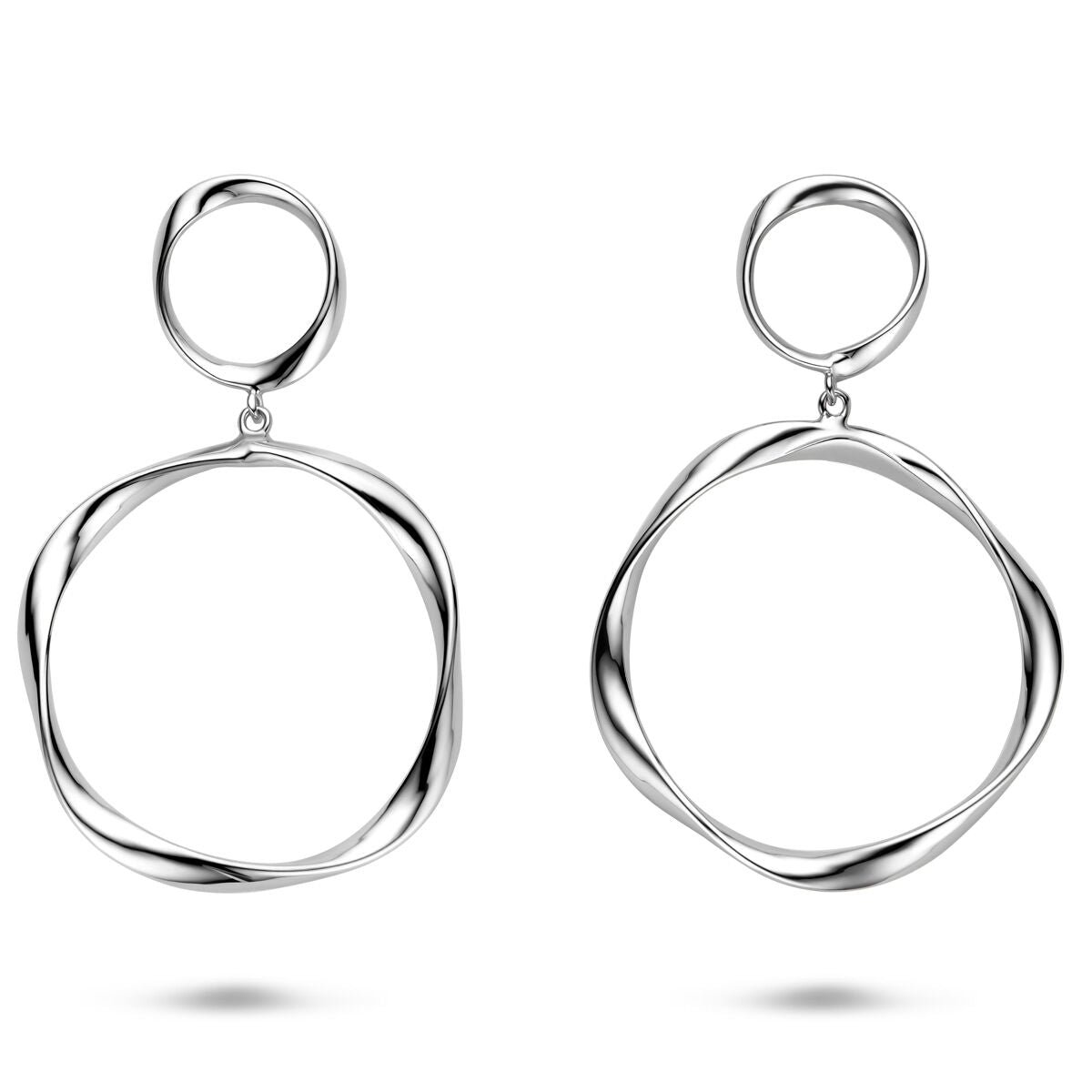 Zilveren gerhodineerde oorhangers gedraaid 66 mm - 1341735