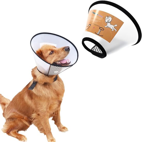Pet Recovery Collar - Verstelbare, taps toelopende halsband voor kleine en middelgrote honden - Voorkomt bijten of likken.(Hals omtrek 26-31 cm)