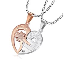 Allecto plus - Puzzelset halskettingen met hartjes - Tweelingen liefdesketting - Romantisch cadeau voor koppels - Vriend vriendin - Deelbare hartketting - Cadeau voor hem - Cadeau voor haar