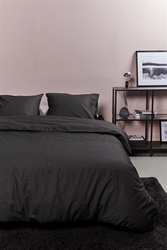 Ambiante Cotton Uni dekbedovertrek - Effen - Eenpersoons - 140x200/220 cm - Antraciet van Merkloos — afbeelding 5