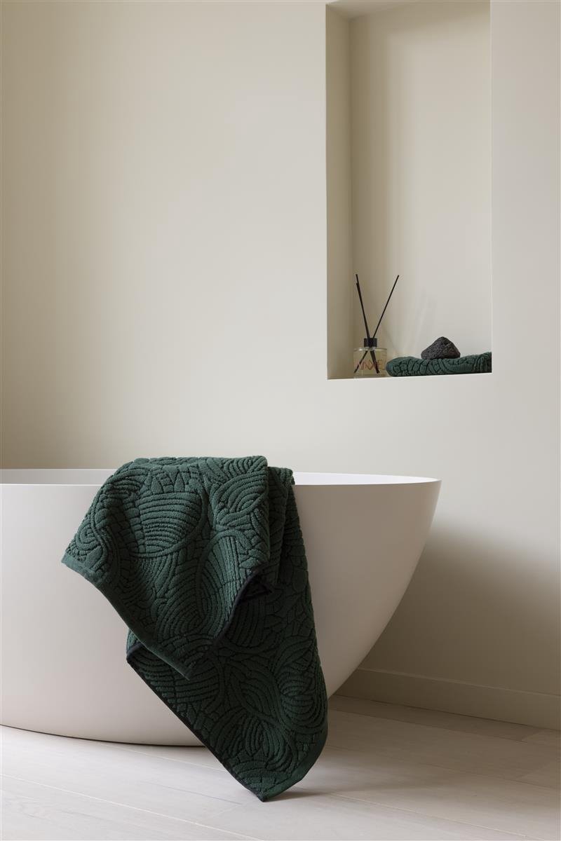 MOOOI Dodo Pavone - Douchehanddoek - Donker Groen - 55x100 / 22x40 Inch cm