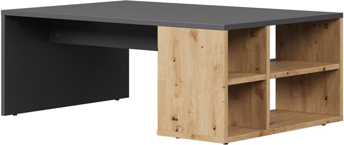 Vicco Danny Salontafel – 90 x 60 cm met planken Antraciet/Artisan
