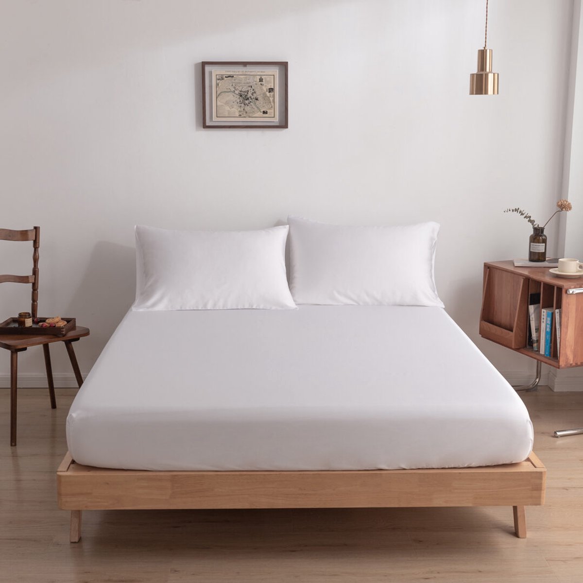 Boomba Bamboo Bamboe hoeslaken Coco White wit 80x210 cm – Standaard matras, zacht, ademend & hypoallergeen | Boomba Bamboo®