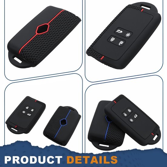 Tomedeks Autosleutelhoesjes voor Renault, compatibel met Renault, zachte siliconen, valbescherming, waterdicht, sleutelhoes voor Clio Espace 5, Master Bus, Talisman, 2 stuks — afbeelding 4