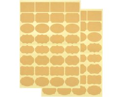 Kissral Kraft Paper Label Stickers Irregular Brown Paper Sticky Labels Freezer Labels Name Stickers for Office Supplies Spice Jar Labels for Kitchen Cosmetic Samples Scrapbook 2 sheets, 64pcs in Total