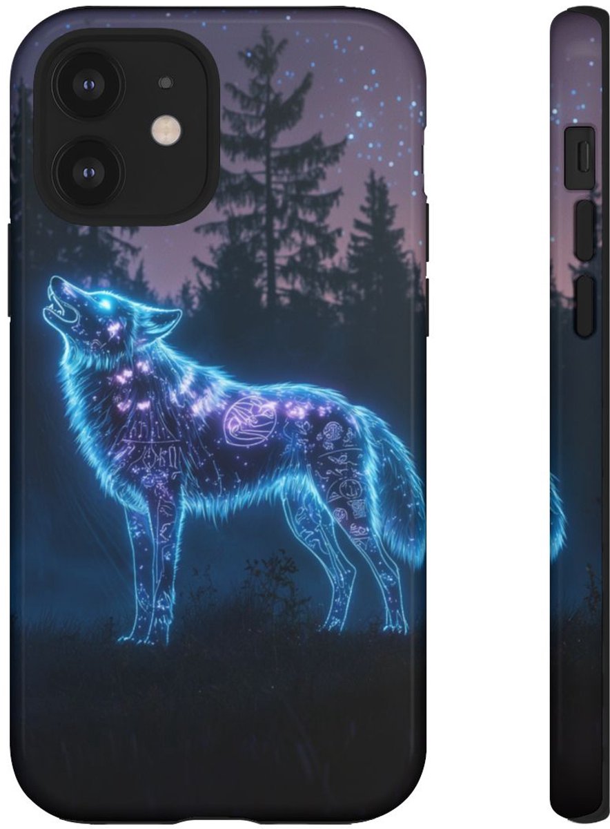 Gloeiende Wolf met Oeroude Symbolen – Telefoonhoesje Geschikt voor iPhone 12