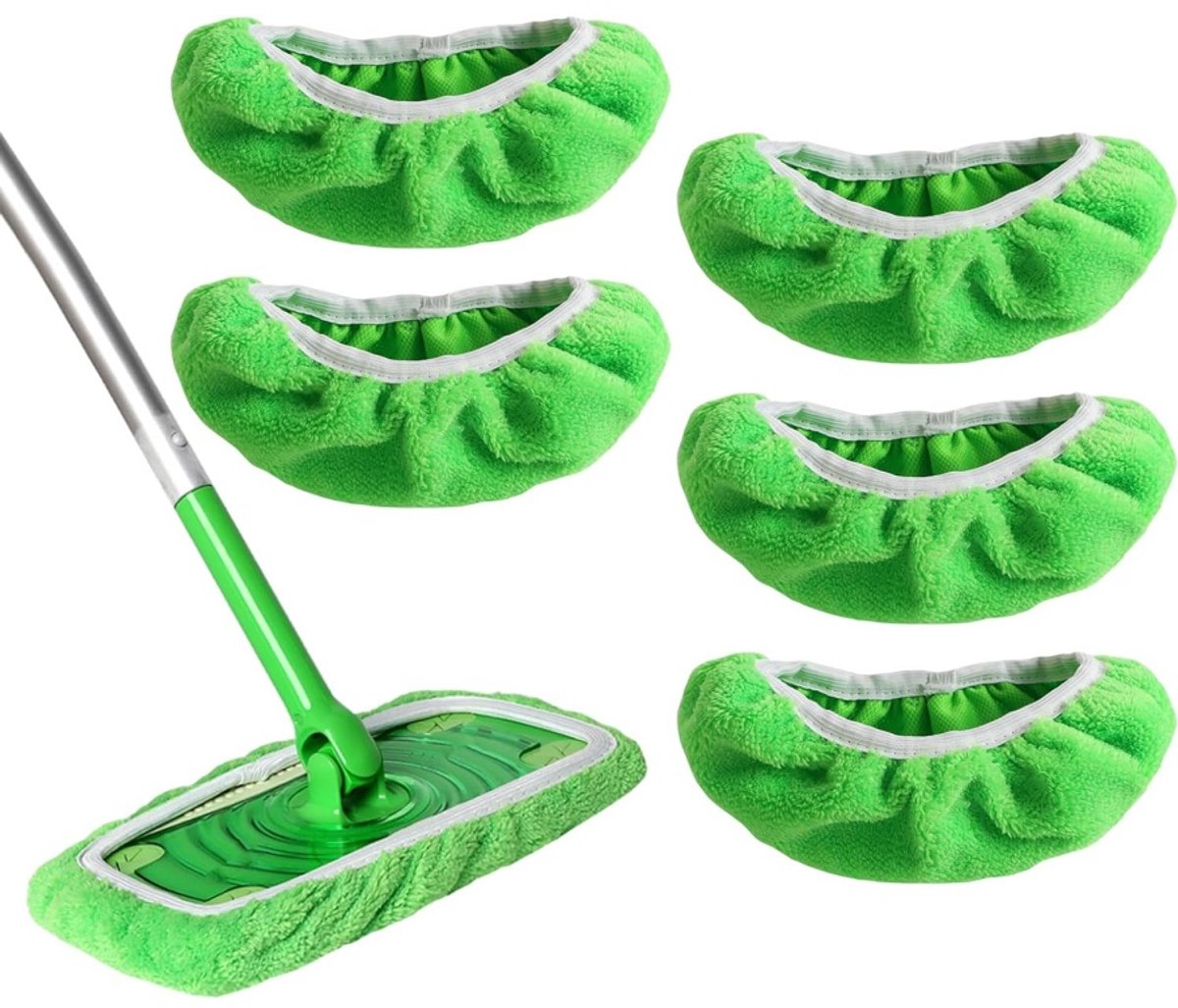 Daity 5-pack- Herbruikbare dweilpads - Swiffer Mop-compatibel - microvezel vervangende dweilpads - Wasbare dweilpads - Voor oppervlaktereiniging of (groen，dweil niet inbegrepen)