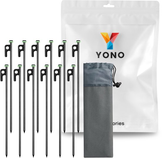 Piquets de tente YONO 30 cm - Piquets de tente Camping et Survie - Chevilles de sol en aluminium - 12 pièces