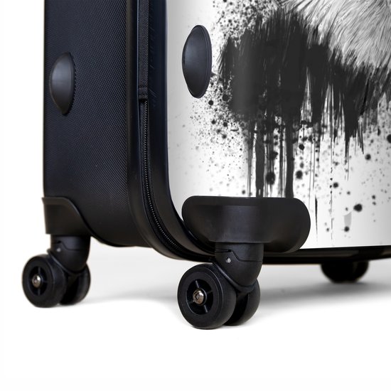 NoBoringSuitcases.com® - Koffer groot - Reiskoffer lichtgewicht - Panda - Bril - Druppels - Wit - Rolkoffer met 4 wielen - Grote trolley XL - 98 liter bagage