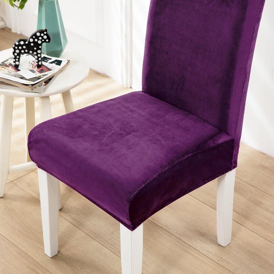 RFWR® Dikke en zachte fluwelen eetkamerstoelhoezen - Set van 6 - Stretch slipcovers paars van RFWR® — afbeelding 2