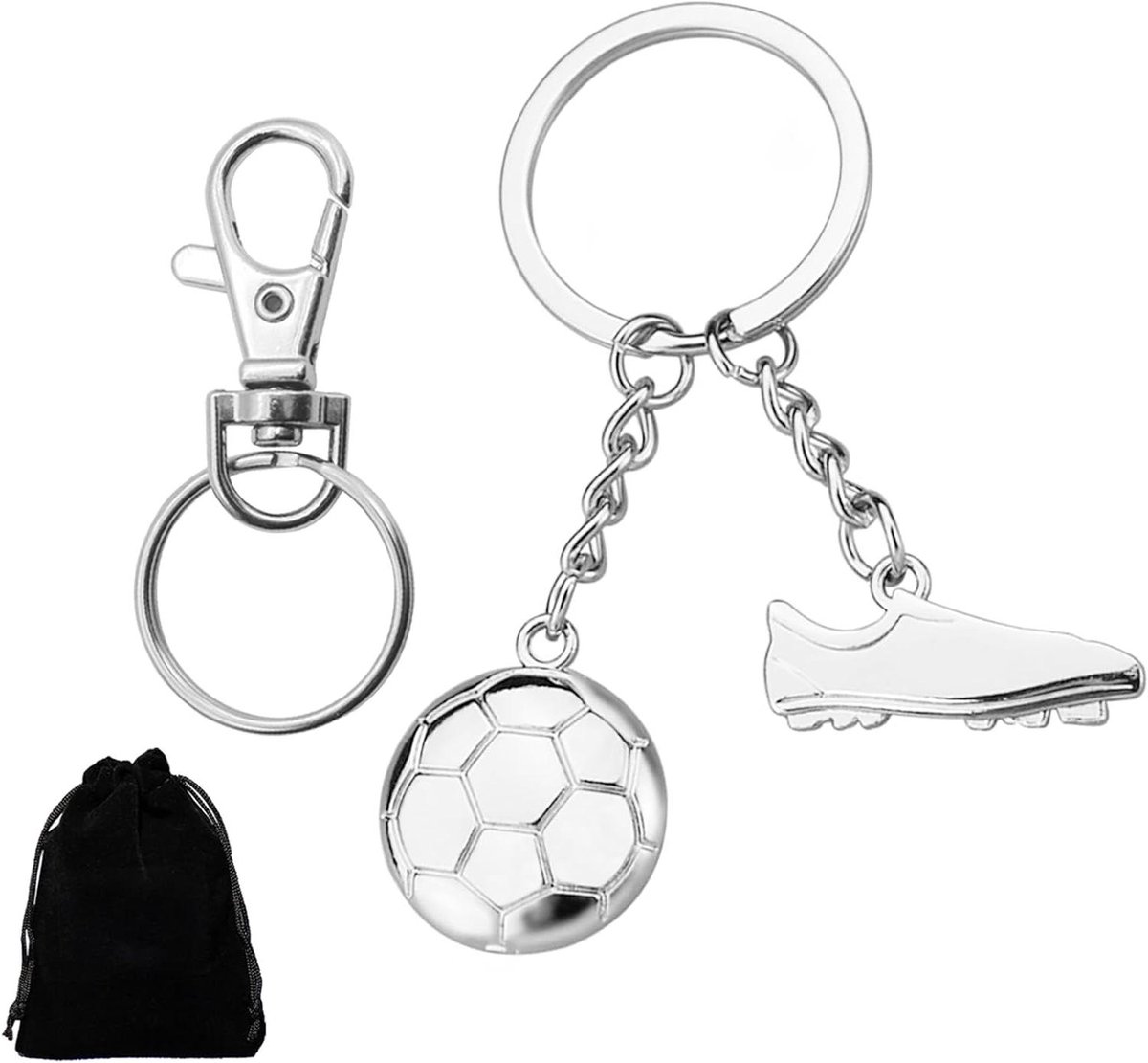 Allecto Plus - Voetbal Sleutelhanger cadeau voor sportliefhebbers - Voetbalschoenen en bal design - Leuk hangsel voor auto en rugzak.