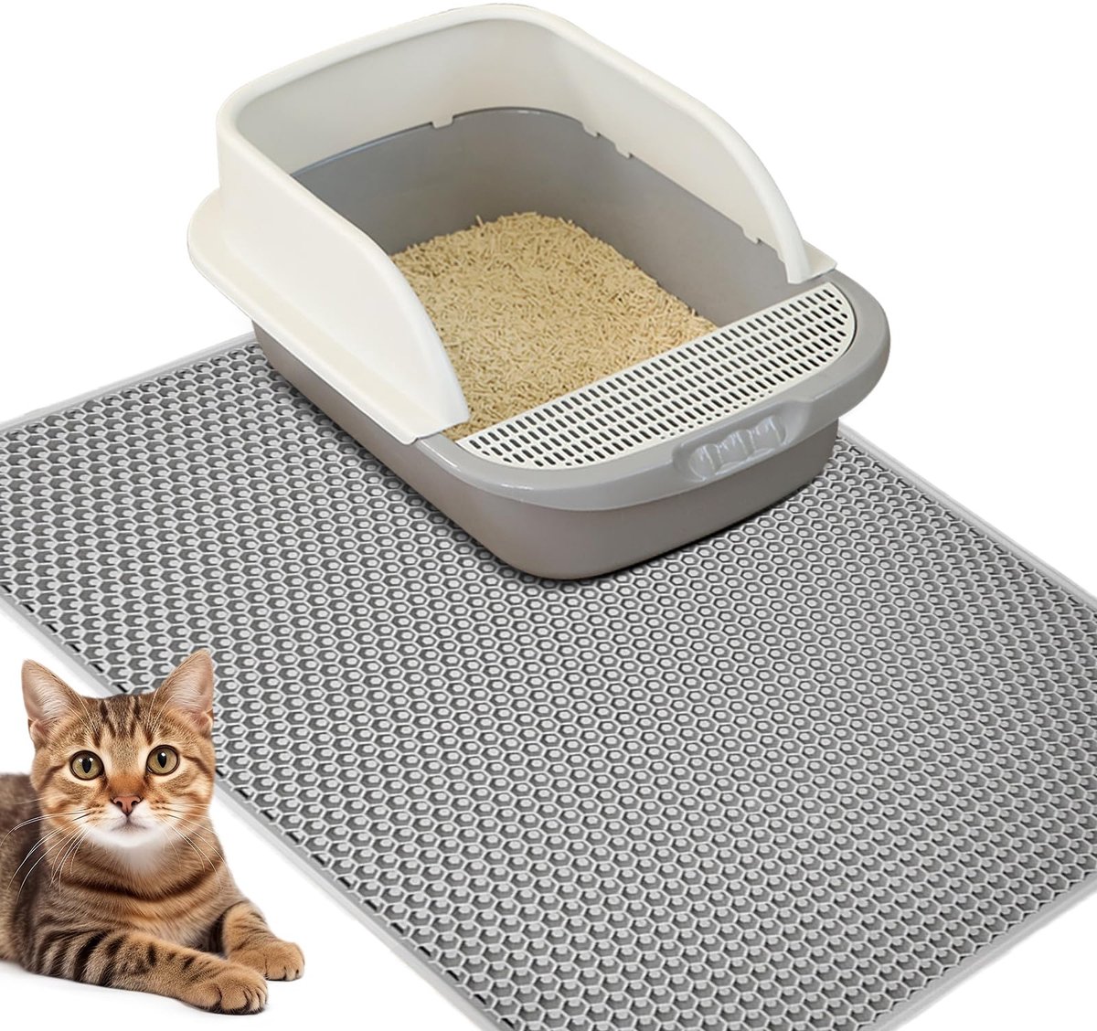 Ibenzoa® Kattenbakmat groot met innovatief honingraatontwerp voor efficiënte vloerverzorging