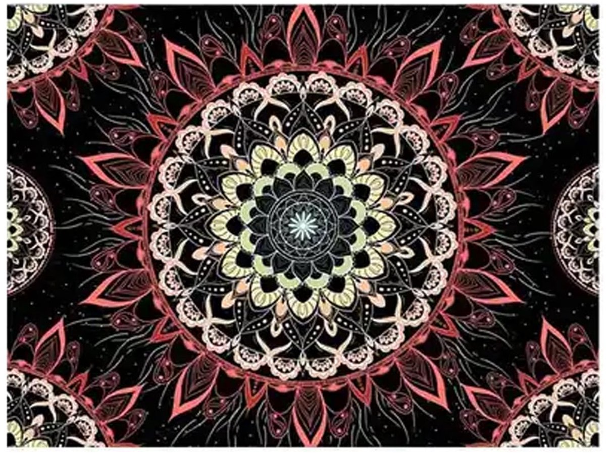 Ibenzoa Indiaas Boheems Mandala Wandtapijt met Roze Lotus Design voor Slaapkamer en Slaapzaal kleurijk