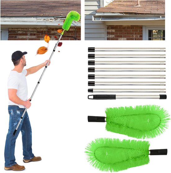 voor Dakgoot reinigingsborstel dakgereedschap met telescopische uitschuifbare paal 8,2 ft beschermers, goten en accessoires (blauw