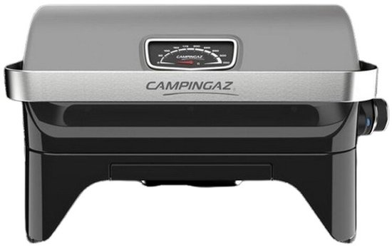 Campingaz Attitude 2go CV BBQ - Draagbare Gas barbecue - voorgemonteerde outdoor grill - werkt op een Campingaz ventielcartouche - tafel barbecue met ingebouwde thermometer - draagbare barbecue met vaatwasserbestendige onderdelen - grijs/zwart