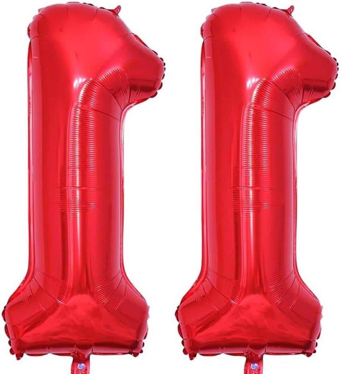 Allecto Plus - Folie Ballon Nummer 11 Rood 40 Inch - Verjaardagsfeest Decoratie met Helium Ondersteuning