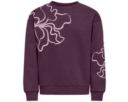 ONLY KOGODESSA LIFE L/S O-NECK BOX UB CP SWT Meisjes Trui - Mauve Wine Blurry Flower Roseate Spoonbill