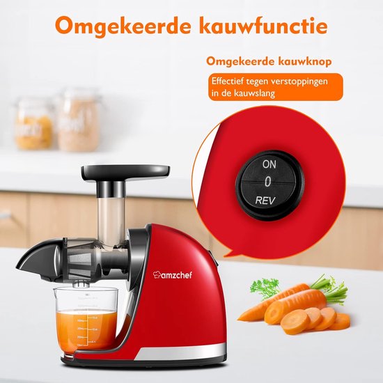 RFWR® Cold Press Slow Juicer voor Groente en Fruit - Masticating Sapcentrifuge met 2 Kopjes - Ideaal voor Gezondheidsbewuste Keukens van RFWR — afbeelding 5