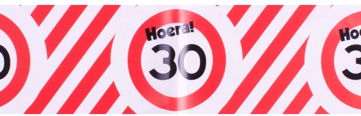 Afzetlint | rood en wit | lengte 10 meter | verjaardag 30 jaar